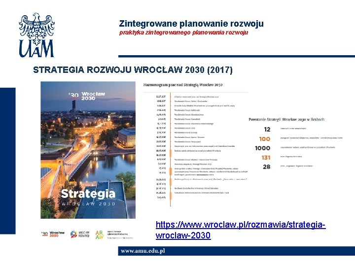 Zintegrowane planowanie rozwoju praktyka zintegrowanego planowania rozwoju STRATEGIA ROZWOJU WROCŁAW 2030 (2017) https: //www.