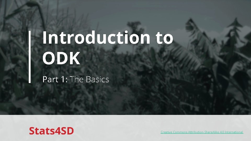 Introduction to ODK Part 1: The Basics Creative Commons Attribution-Share. Alike 4. 0 International