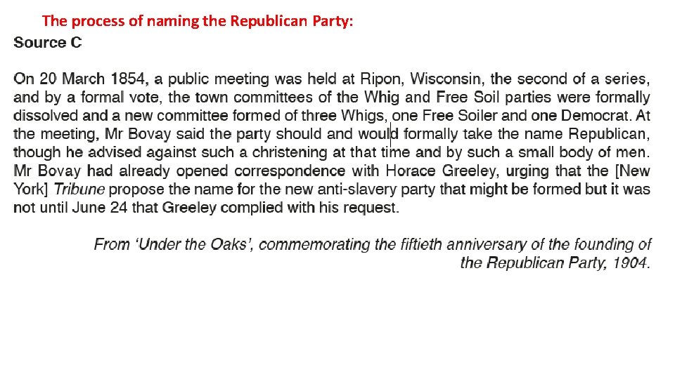 The process of naming the Republican Party: 