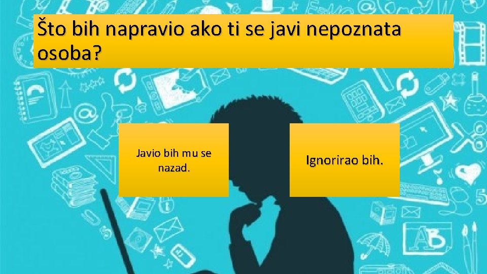 Što bih napravio ako ti se javi nepoznata osoba? Javio bih mu se nazad.