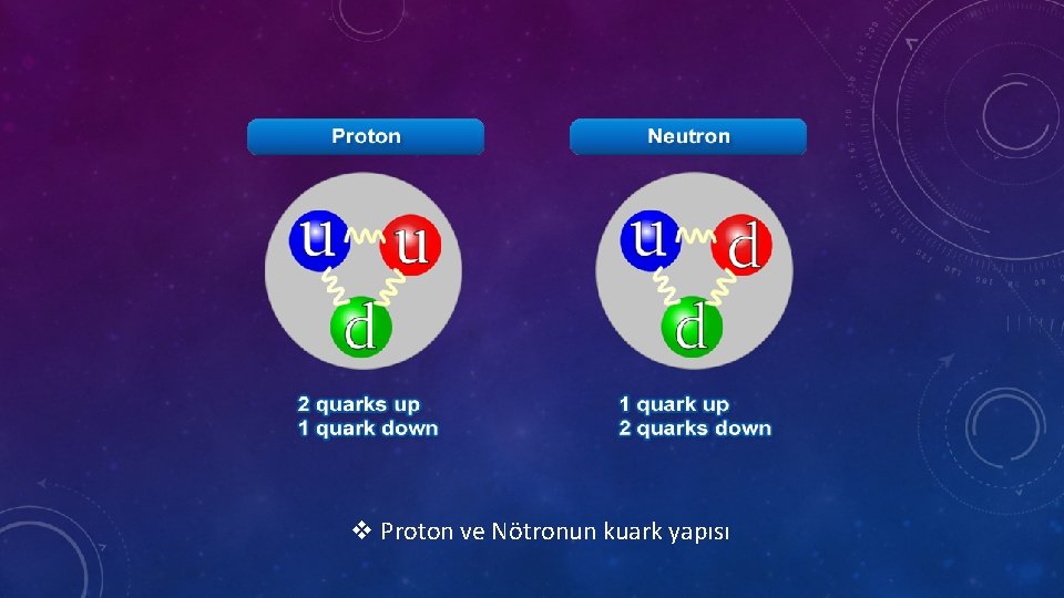 v Proton ve Nötronun kuark yapısı 