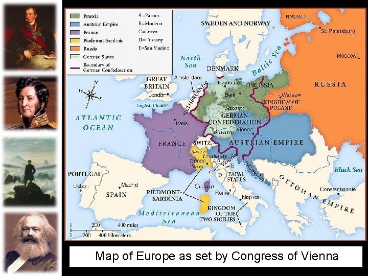 Map of Europe as set by Congress of Vienna 