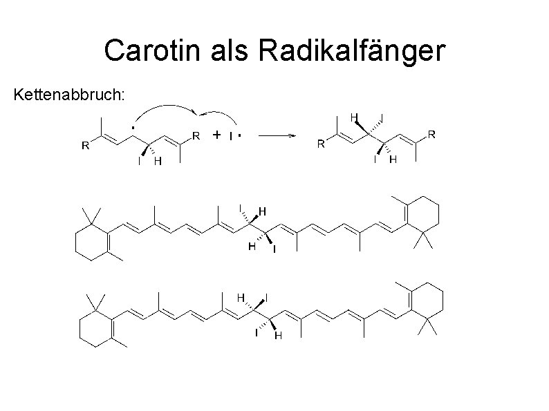 Carotin als Radikalfänger Kettenabbruch: 