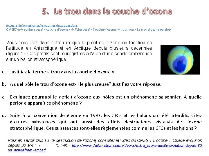 5. Le trou dans la couche d’ozone Accès à l’information utile pour les deux