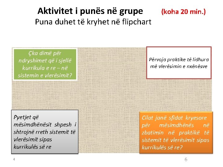 Aktivitet i punës në grupe (koha 20 min. ) Puna duhet të kryhet në Aktivitet i punës në grupe (koha 20 min. ) Puna duhet të kryhet në