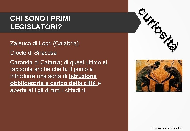 Zaleuco di Locri (Calabria) Diocle di Siracusa tà si rio cu CHI SONO I