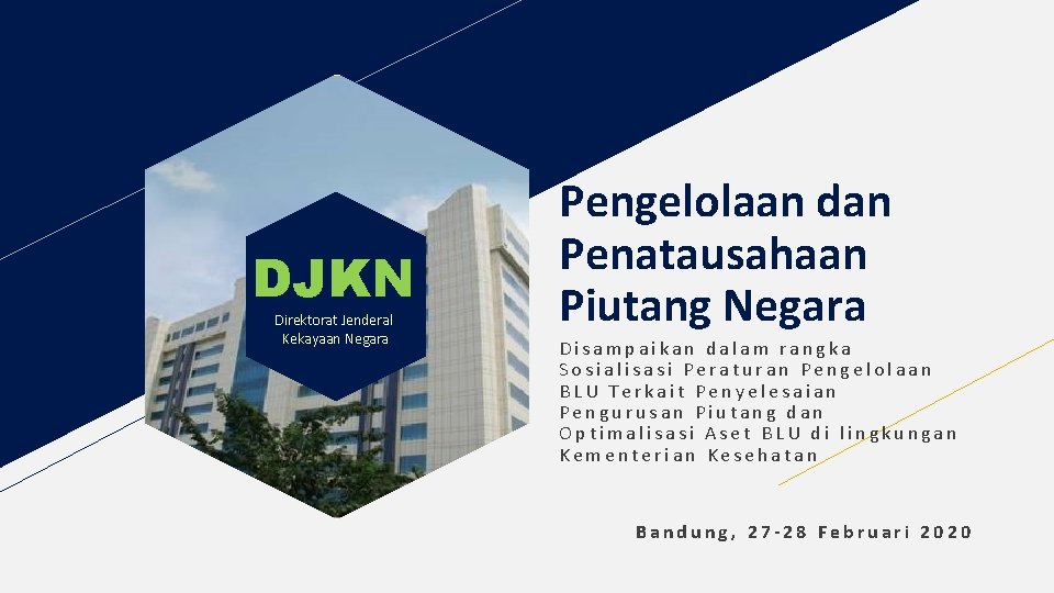 DJKN Direktorat Jenderal Kekayaan Negara Pengelolaan dan Penatausahaan Piutang Negara Disampaikan dalam rangka Sosialisasi