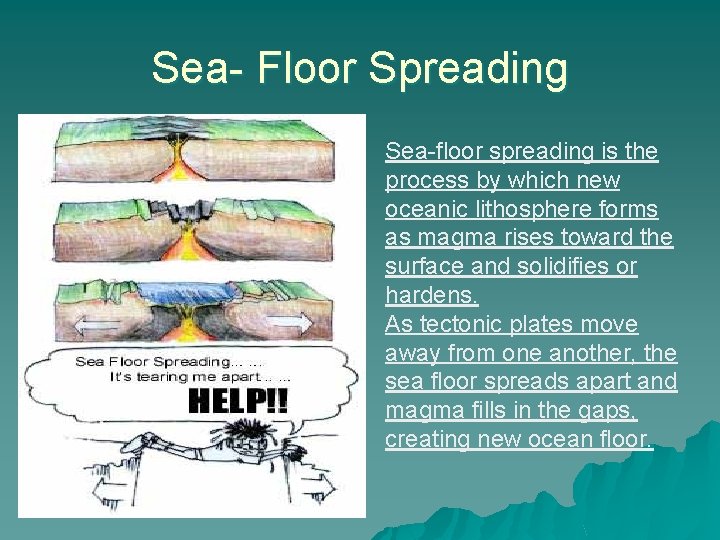 Sea- Floor Spreading Sea-floor spreading is the process by which new oceanic lithosphere forms