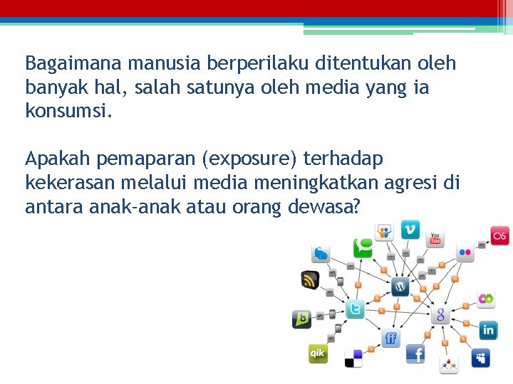 Bagaimana manusia berperilaku ditentukan oleh banyak hal, salah satunya oleh media yang ia konsumsi.