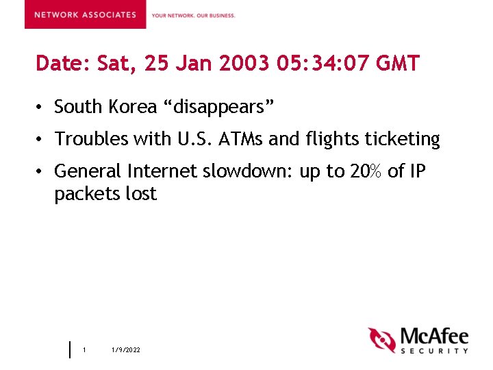 Date: Sat, 25 Jan 2003 05: 34: 07 GMT • South Korea “disappears” •