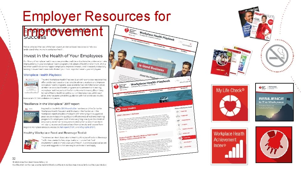 Employer Resources for Improvement 32 © 2018 American Heart Association, Inc. Confidential: not for