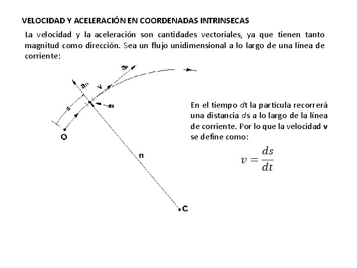 VELOCIDAD Y ACELERACIÓN EN COORDENADAS INTRINSECAS La velocidad y la aceleración son cantidades vectoriales, VELOCIDAD Y ACELERACIÓN EN COORDENADAS INTRINSECAS La velocidad y la aceleración son cantidades vectoriales,