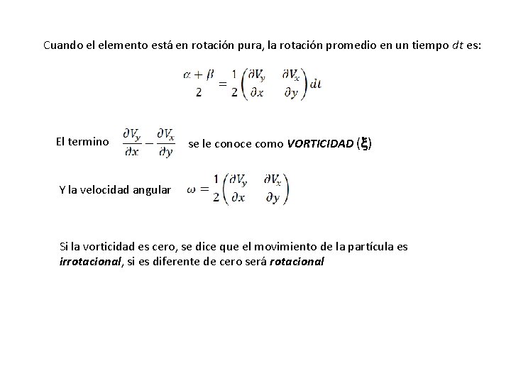 Cuando el elemento está en rotación pura, la rotación promedio en un tiempo dt Cuando el elemento está en rotación pura, la rotación promedio en un tiempo dt