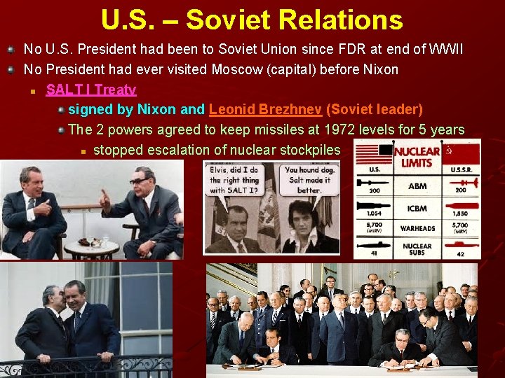 U. S. – Soviet Relations No U. S. President had been to Soviet Union U. S. – Soviet Relations No U. S. President had been to Soviet Union