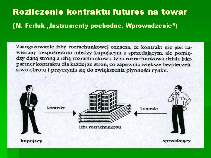 Rozliczenie kontraktu futures na towar (M. Ferlak „Instrumenty pochodne. Wprowadzenie”) 