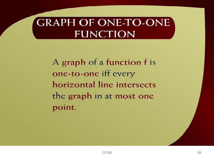 Graph of One-To-One Function – (16 11) CS-708 54 