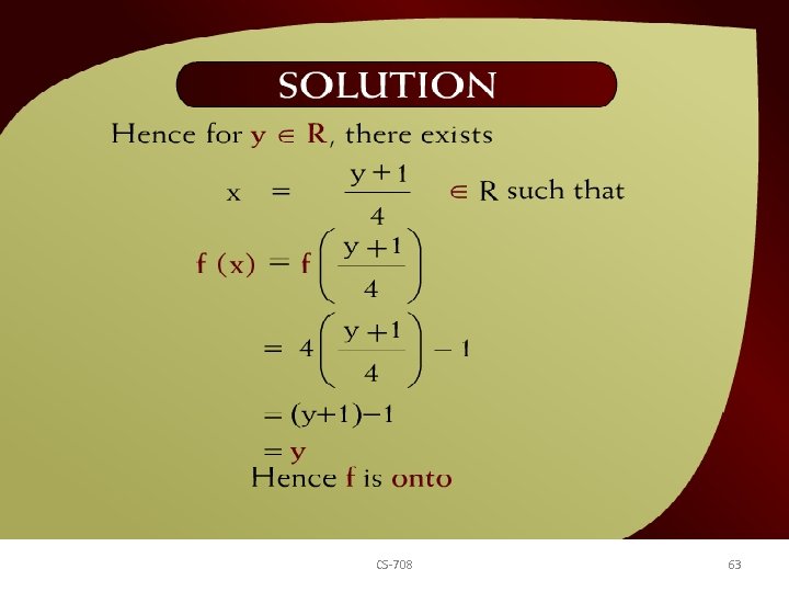 Solution – (16 – 16 a) CS-708 63 