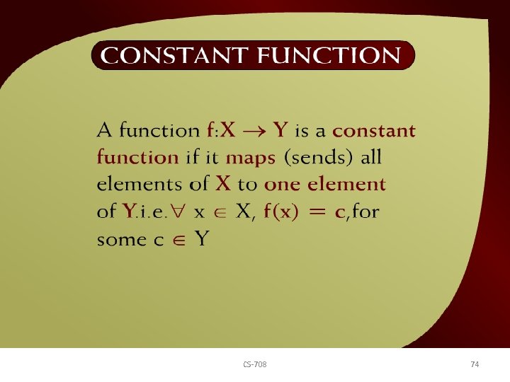 Constant Function – (16 – 30) CS-708 74 