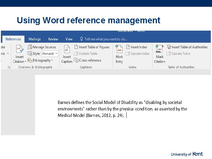 Using Word reference management 