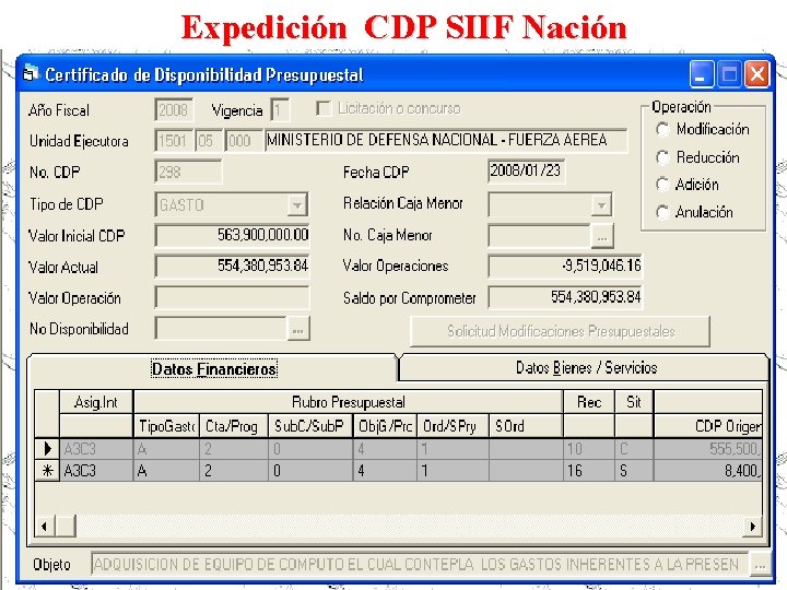 Expedición CDP SIIF Nación 