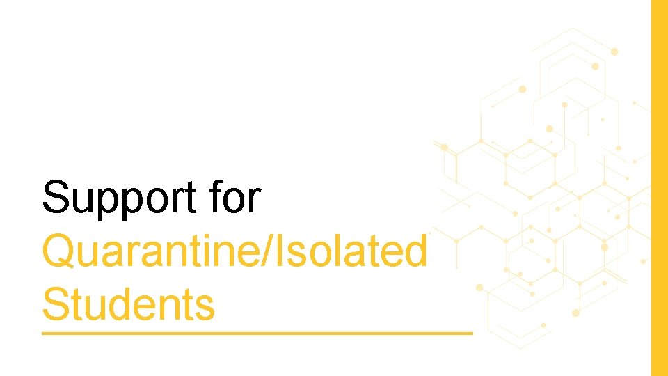 Support for Quarantine/Isolated Students 