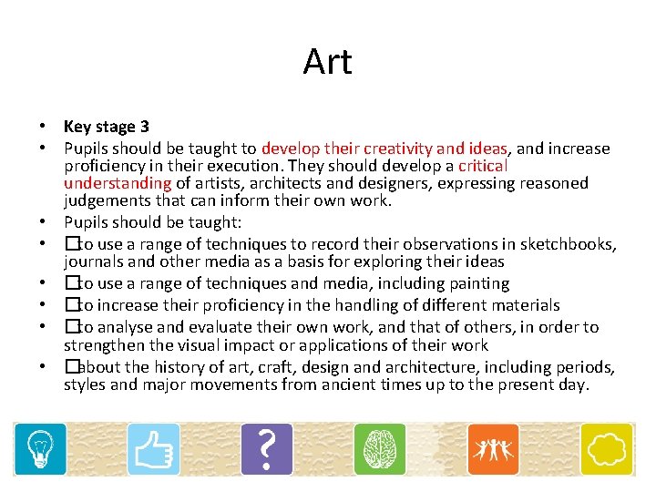 Art • Key stage 3 • Pupils should be taught to develop their creativity