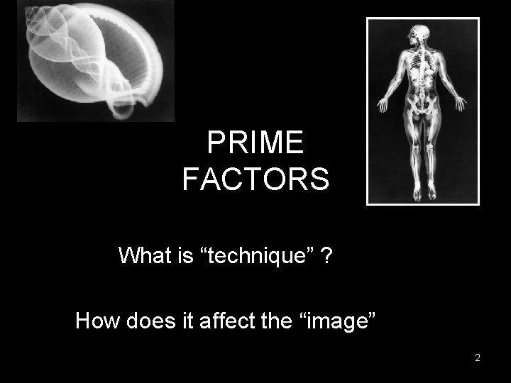 PRIME FACTORS What is “technique” ? How does it affect the “image” 2 