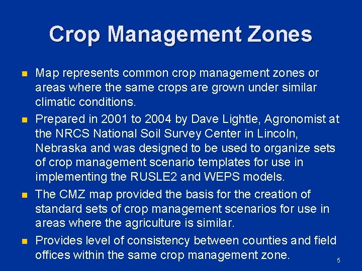 Crop Management Zones n n Map represents common crop management zones or areas where