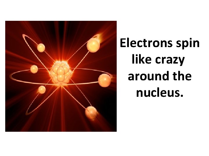 Electrons spin like crazy around the nucleus. 