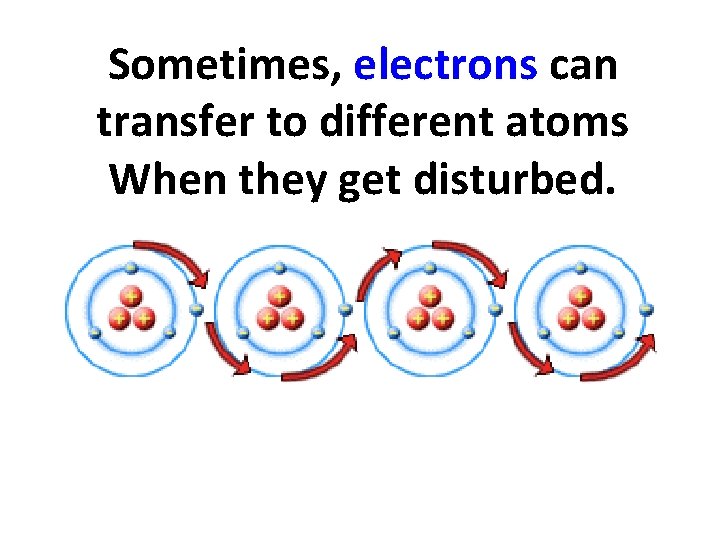 Sometimes, electrons can transfer to different atoms When they get disturbed. 