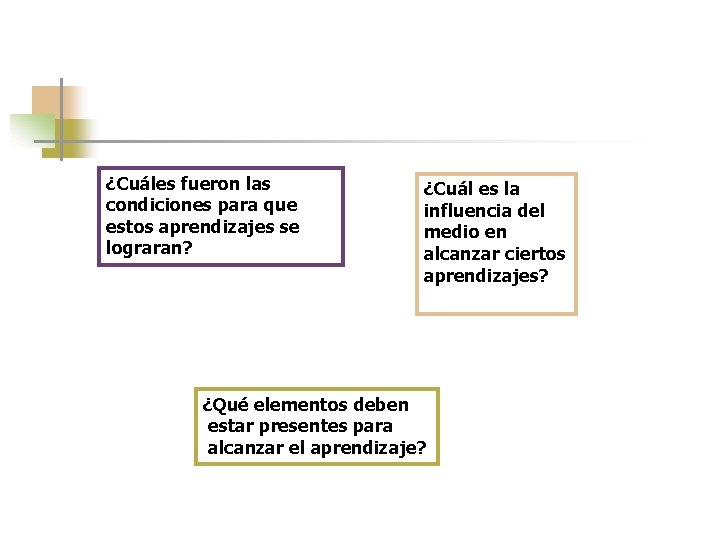 ¿Cuáles fueron las condiciones para que estos aprendizajes se lograran? ¿Cuál es la influencia