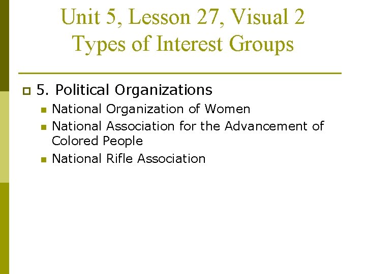 THE ECONOMICS OF SPECIAL INTEREST GROUPS Unit 5