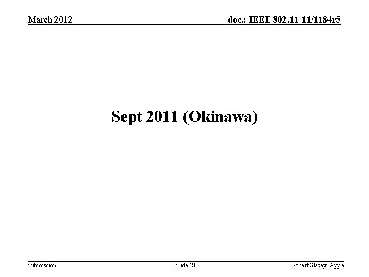 March 2012 doc. : IEEE 802. 11 -11/1184 r 5 Sept 2011 (Okinawa) Submission