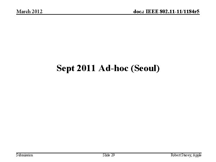 March 2012 doc. : IEEE 802. 11 -11/1184 r 5 Sept 2011 Ad-hoc (Seoul)