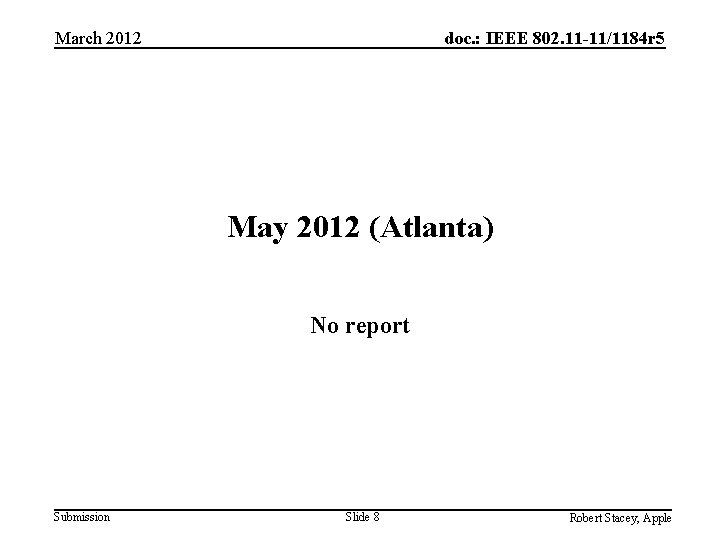 March 2012 doc. : IEEE 802. 11 -11/1184 r 5 May 2012 (Atlanta) No