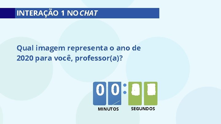 INTERAÇÃO 1 NO CHAT Qual imagem representa o ano de 2020 para você, professor(a)?