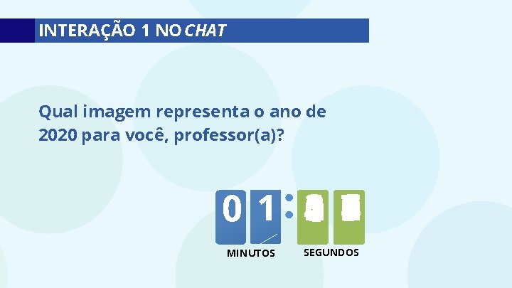 INTERAÇÃO 1 NO CHAT Qual imagem representa o ano de 2020 para você, professor(a)?