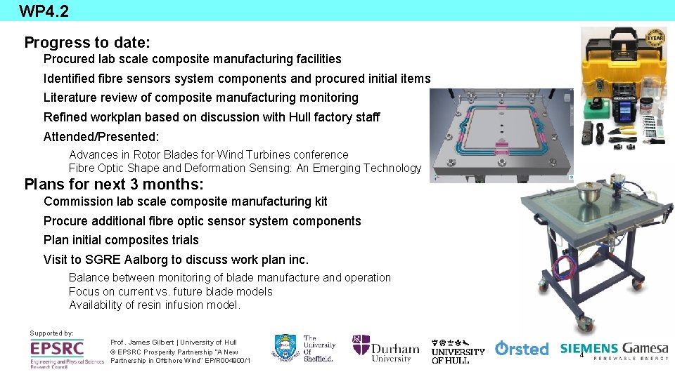 WP 4. 2 Progress to date: Procured lab scale composite manufacturing facilities Identified fibre