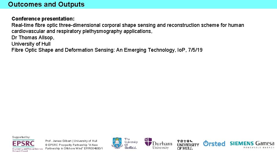 Outcomes and Outputs Conference presentation: Real-time fibre optic three-dimensional corporal shape sensing and reconstruction