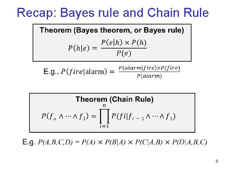 Recap: Bayes rule and Chain Rule • 8 