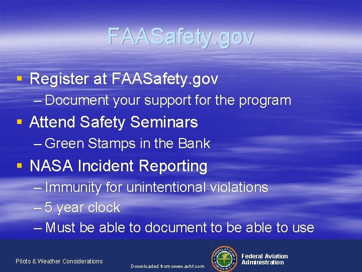 FAASafety. gov § Register at FAASafety. gov – Document your support for the program