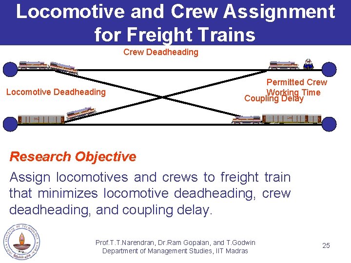 Locomotive and Crew Assignment for Freight Trains Crew Deadheading Locomotive Deadheading Permitted Crew Working