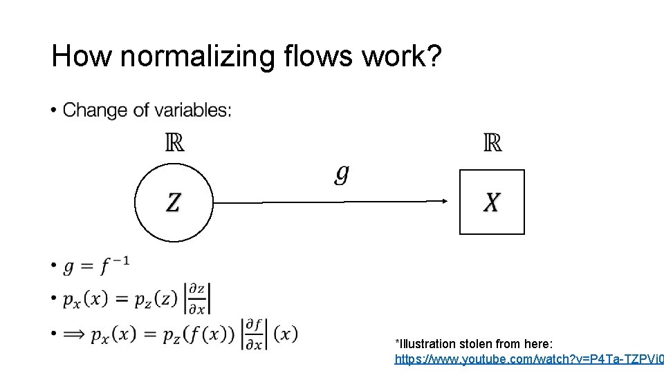 How normalizing flows work? • *Illustration stolen from here: https: //www. youtube. com/watch? v=P