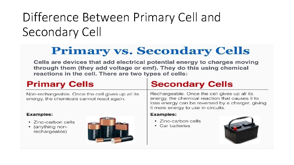 Difference Between Primary Cell and Secondary Cell 