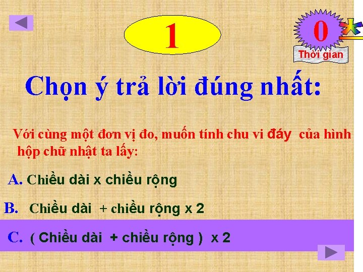 1 0 9 8 7 6 5 4 3 2 1 Thời gian Chọn