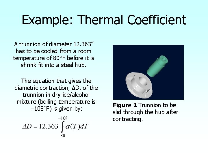 Example: Thermal Coefficient A trunnion of diameter 12. 363” has to be cooled from