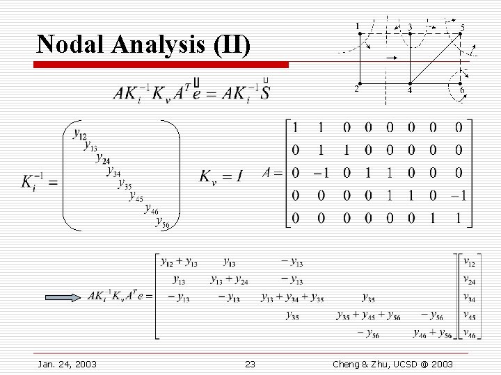 Nodal Analysis (II) Jan. 24, 2003 23 Cheng & Zhu, UCSD @ 2003 