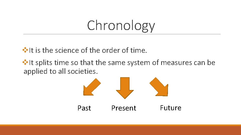 Chronology v. It is the science of the order of time. v. It splits