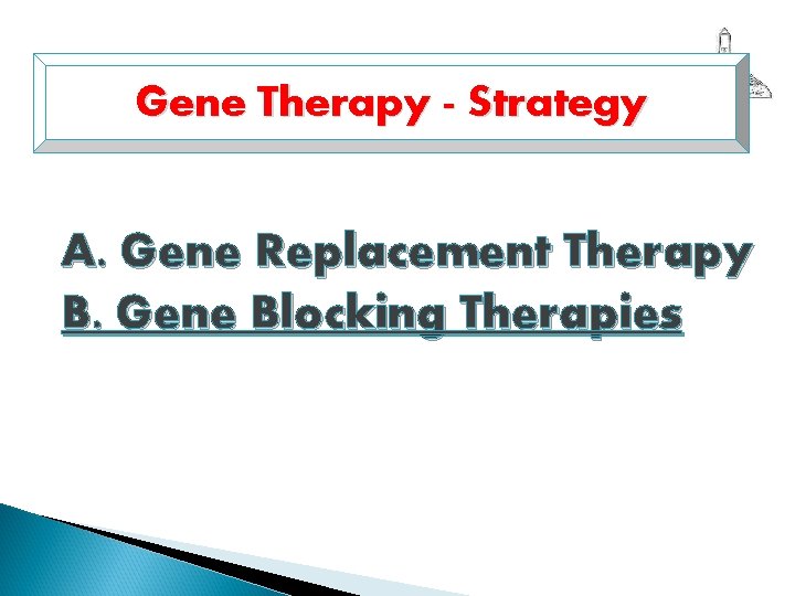 Gene Therapy - Strategy A. Gene Replacement Therapy B. Gene Blocking Therapies 