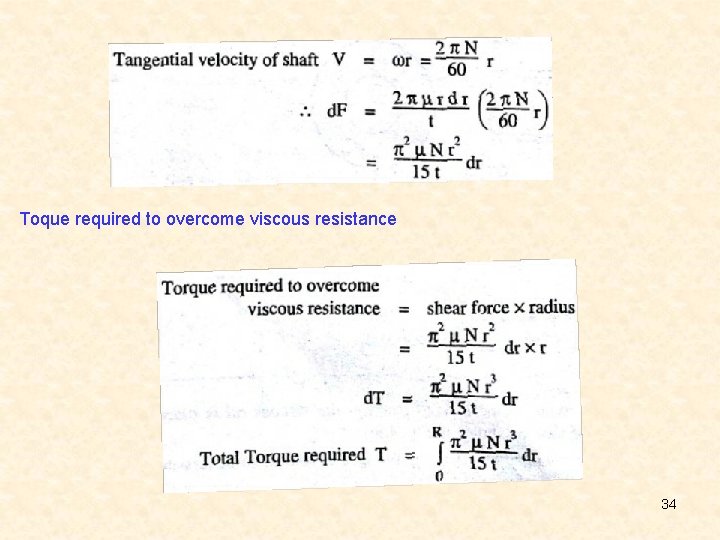 Toque required to overcome viscous resistance 34 